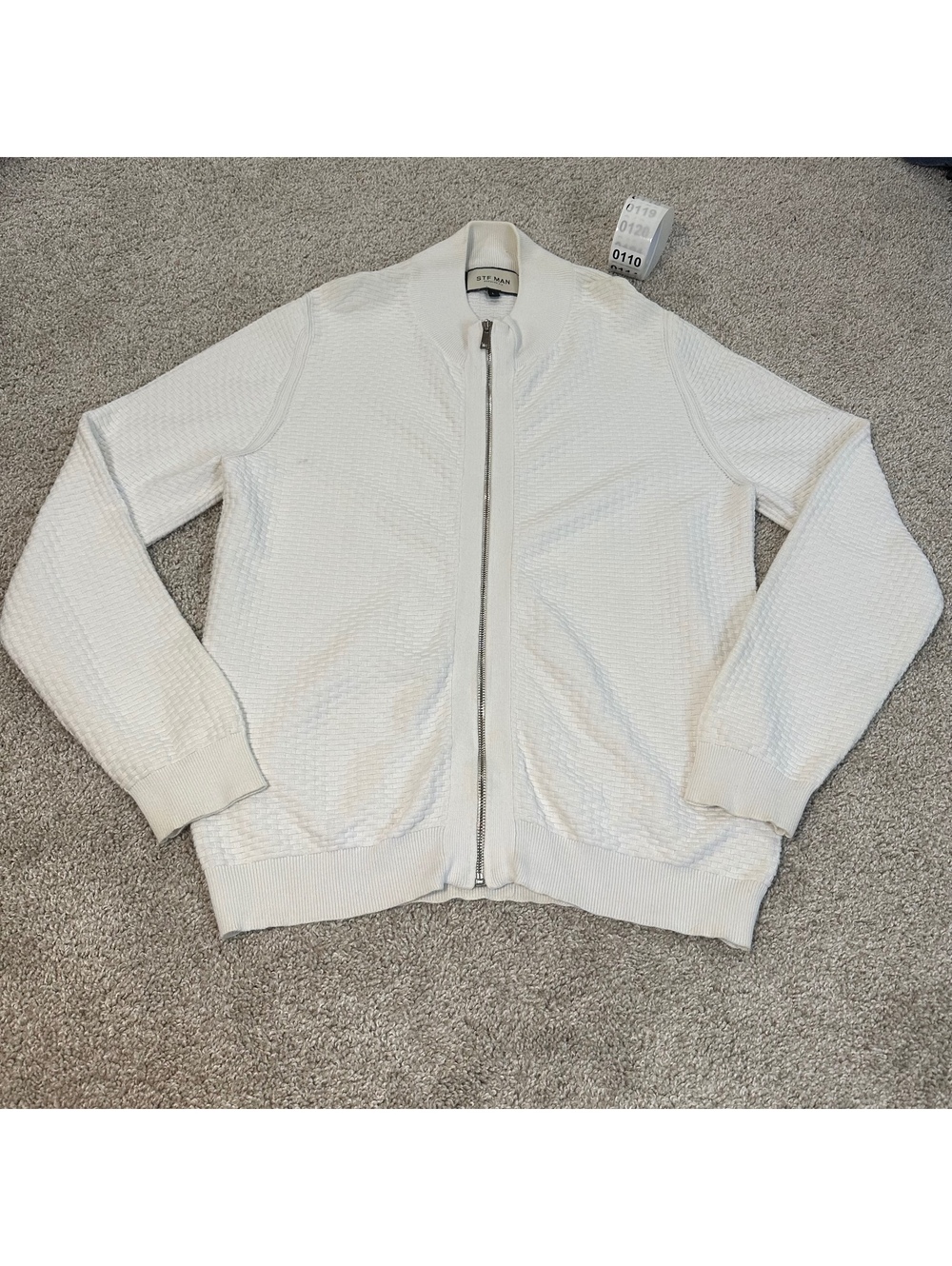 STF MAN White Full Zip Sweater Jacket